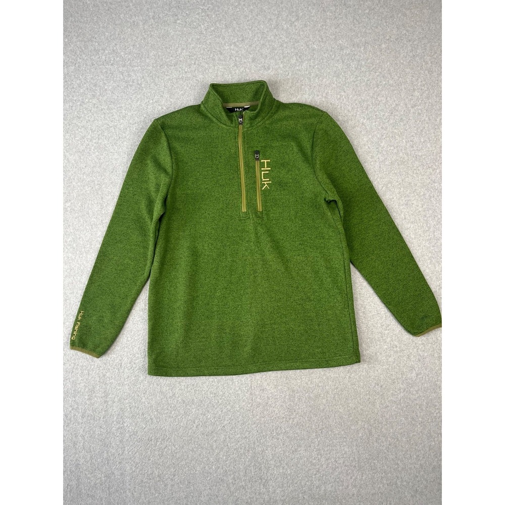 HUK Maroline Outdoor Pullover Mens M Green Quarter Zip Sweater Sweatshirt